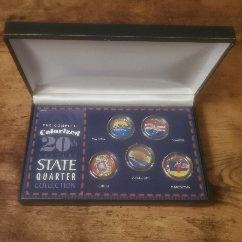 Collectible Coins COLORIZED STATE QUARTERS: NJ, DE, GA, CT, PA